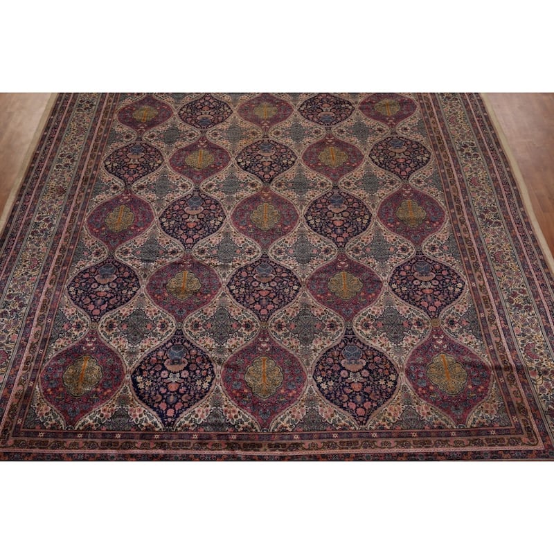 Vegetable Dye Kerman Persian Large Rug Handmade Wool Carpet - 13'3" x 17'3"