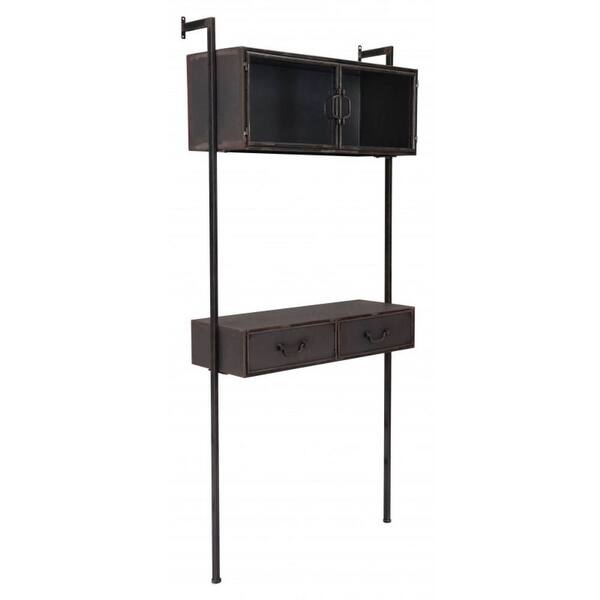 slide 1 of 7, Offex Industrial Space-Saving Modern Wall Desk - Distressed Black