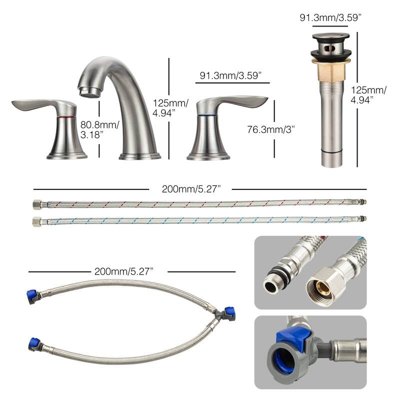 Bathroom Faucet for Sink 3 Holes with Pop up Drain