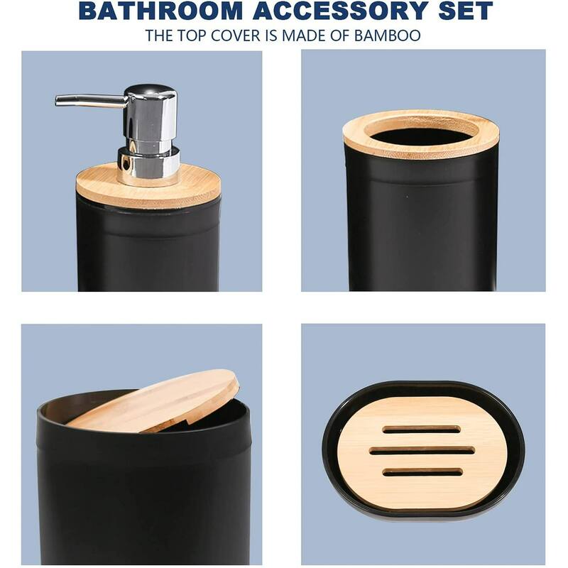 7 Pieces Bamboo Bathroom Accessories Sets