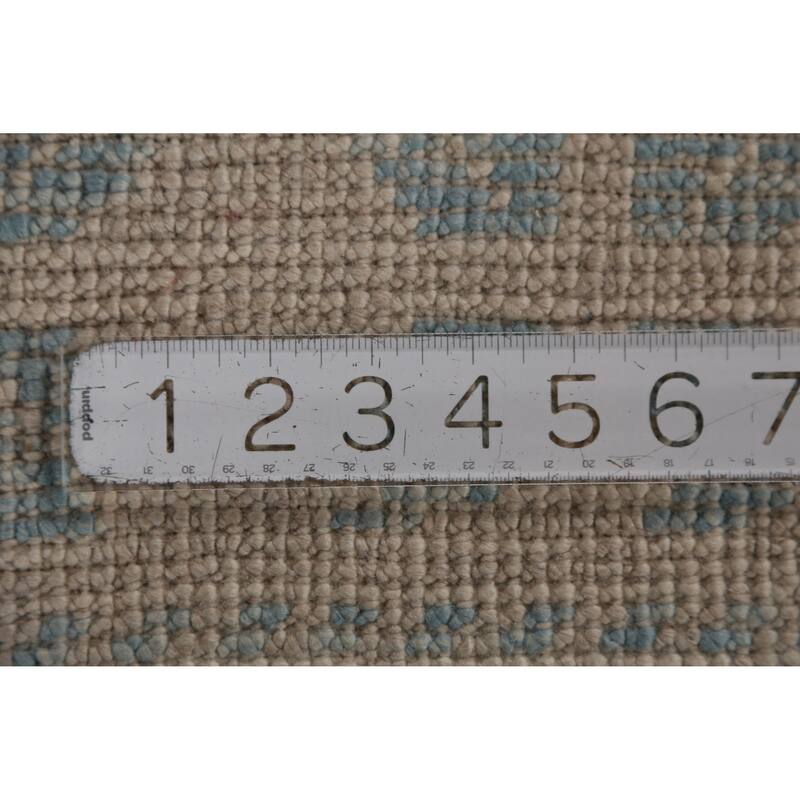 Hand Knotted Oriental 100% Wool Carpet Transitional Geometric Navy Blue & Blues Oushak Runner Rug - 13' 1'' X 3' 6''