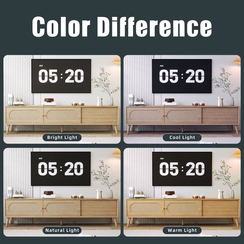 Anmytek Boho Modern Farmhouse TV Stand Media Console Fits 80 Inch TVs Solid Wood Legs Entertainment Center