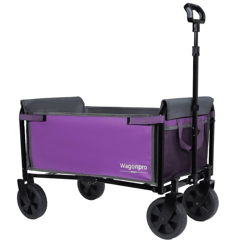 All-in-One Convertible Folding Trolley with Bench Seat & Dog Leash - Heavy Duty 4-Wheel Utility Cart