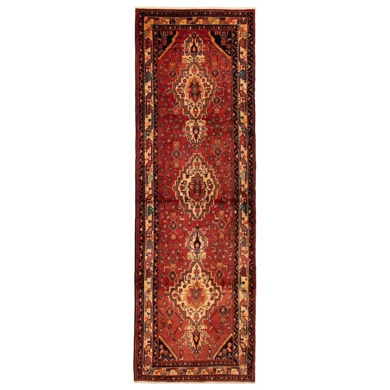 ECARPETGALLERY Hand-knotted Anadol Red Wool Rug - 3'7 x 11'2 - Red - 3'7 x 11'2