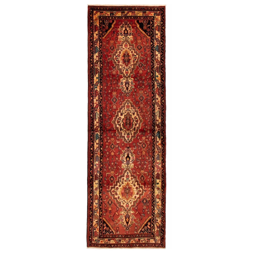 ECARPETGALLERY Hand-knotted Anadol Red Wool Rug - 3'7 x 11'2