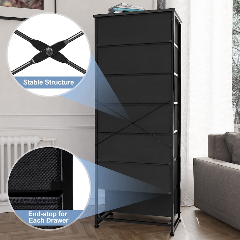 Slim Tall Vertical 7-Drawer Chest Dresser Closet Storage Organizer Unit for Bedroom