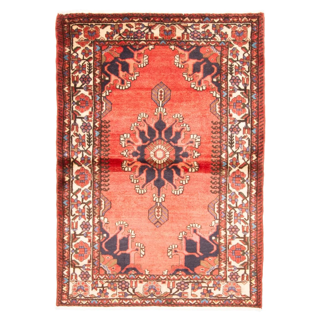 ECARPETGALLERY Hand-knotted Anatolian Vintage Red Wool Rug - 3'7 x 5'3