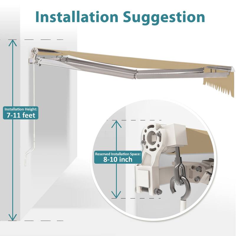 MCombo10x8Feet Manual Retractable Patio Door Window Awning Sunshade Shelter Outdoor Canopy