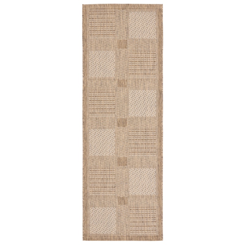 SAFAVIEH Courtyard Shirlee Indoor/ Outdoor Waterproof Patio Backyard Rug - 2'3" x 6'7" - Brown/Natural