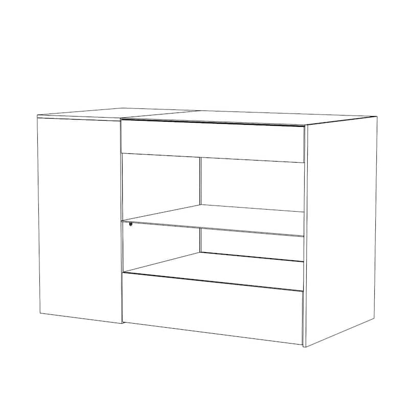 White Dresser Island Modern Bedroom Storage w/Tempered Glass Detailing