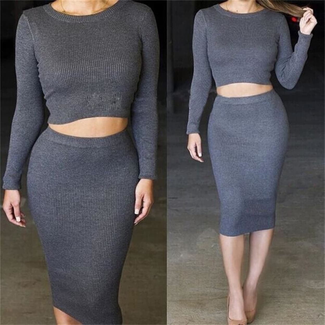 two piece knit dress