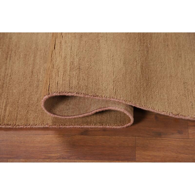 Light Brown Gabbeh Modern Runner Rug Oriental Hand-Knotted Wool Carpet - 2'7"x 9'10"