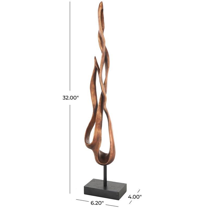 Bronze Polystone Handmade Abstract Decorative Sculpture with Rectangle Black Base
