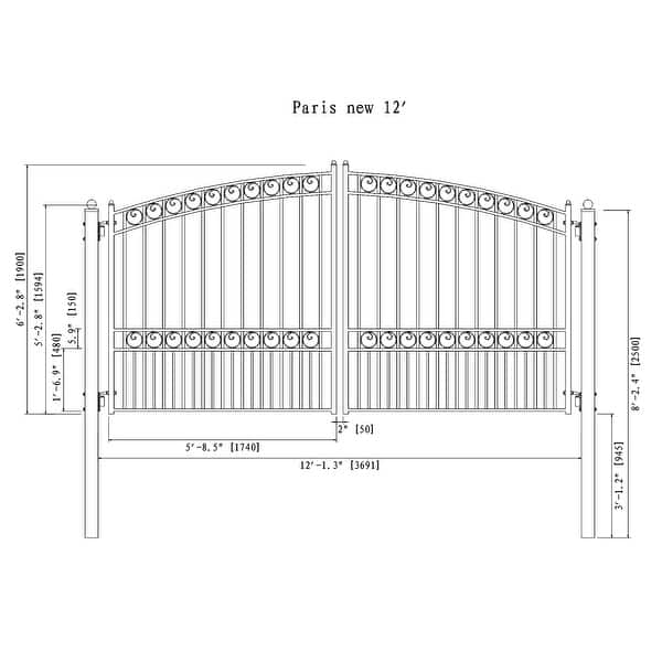 ALEKO Paris Style Ornamental Steel Dual Driveway Gate 12 ft x 6 ft ...