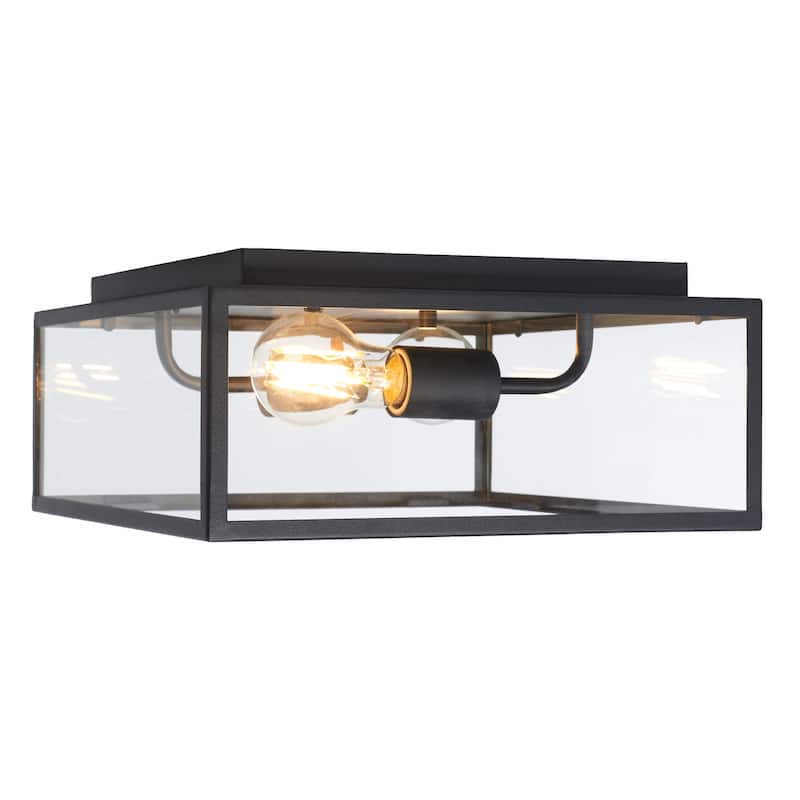 SAFAVIEH Lighting Milene 12-inch Outdoor Flush Mount - 12 In. W x 12 In. D x 6 In. H - 12Wx12Dx6H