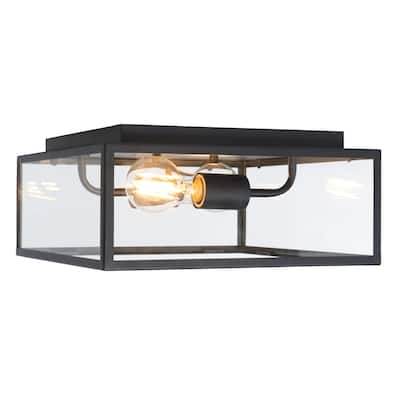 SAFAVIEH Lighting Milene 12-inch Outdoor Flush Mount - 12 In. W x 12 In. D x 6 In. H - 12Wx12Dx6H