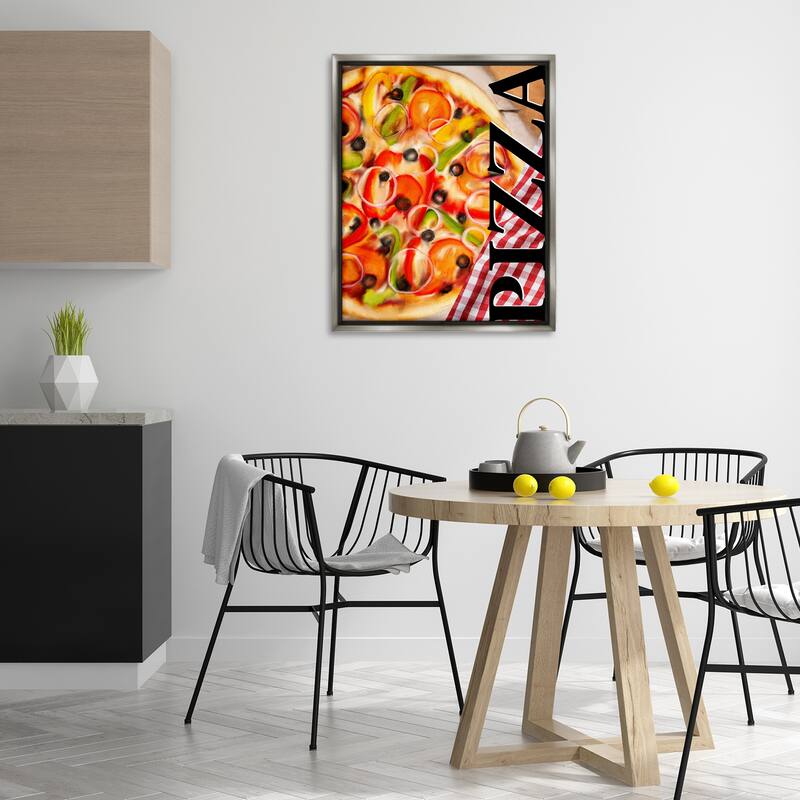 Stupell Gourmet Traditional Pizza Framed Floater Canvas Wall Art Design By Kim Allen