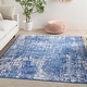 preview thumbnail 1 of 18, Nourison Whimsicle Modern Distressed Abstract Blue Ivory Area Rug 5' x 7' - Blue Ivory - Rectangle