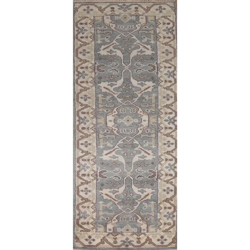 Oushak Style Runner Rug Hand-Knotted Transitional Wool Carpet - 2'6"x 7'11"
