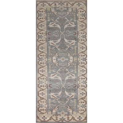 Oushak Style Runner Rug Hand-Knotted Transitional Wool Carpet - 2'6"x 7'11"