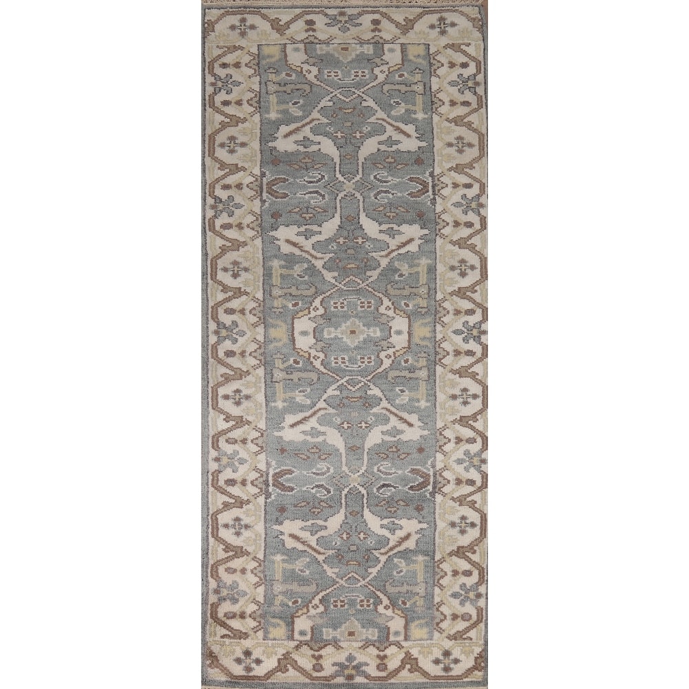 Oushak Style Runner Rug Hand-Knotted Transitional Wool Carpet - 2'6"x 7'11"