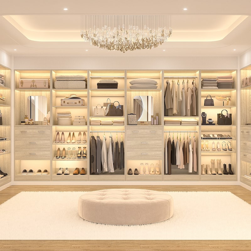 Cimly Set of 2 Free-standing Closet System with Drawers and Hanging Rods for Reach-in/ Walk-in Closet