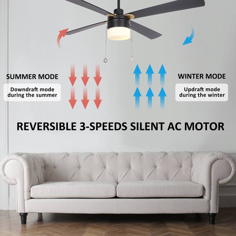 CARRO Harvey 52" Indoor Pull Chain Ceiling Fan with Light-Downrod