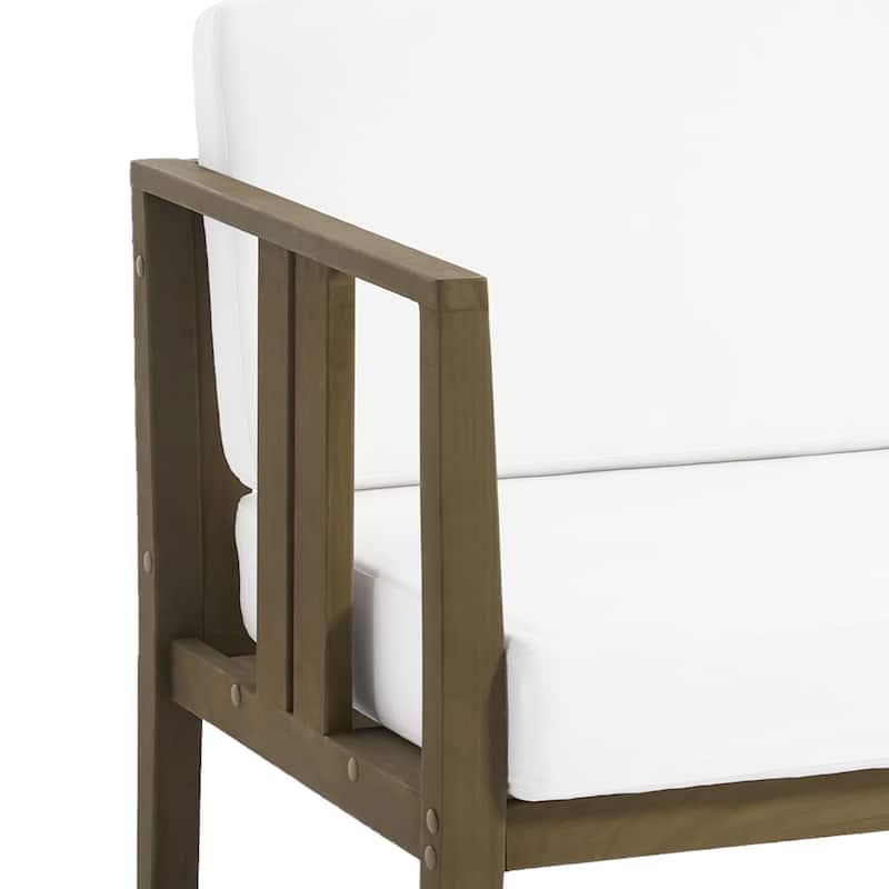 Casual Teak Wood Outdoor Patio Loveseat with Cushions