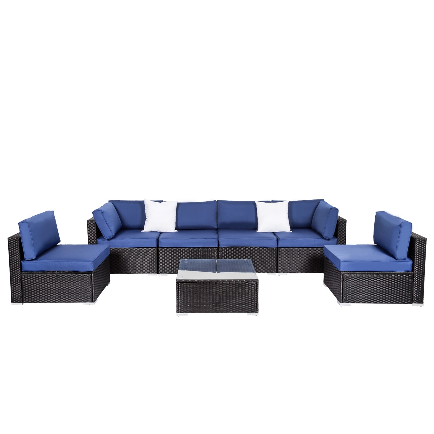 Kinbor Patio Furniture Cushion Covers Replacement for 7Pcs Outdoor Patio Wicker sofa Dark Blue Blue Grey Bed Bath Beyond 28182568