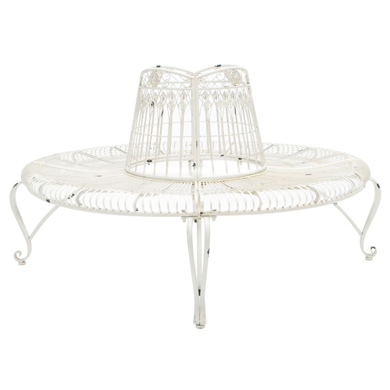 SAFAVIEH Outdoor Irmeli Victorian Iron Round Tree Bench - 60" W x 60" D x 34" H - 60Wx60Dx34H