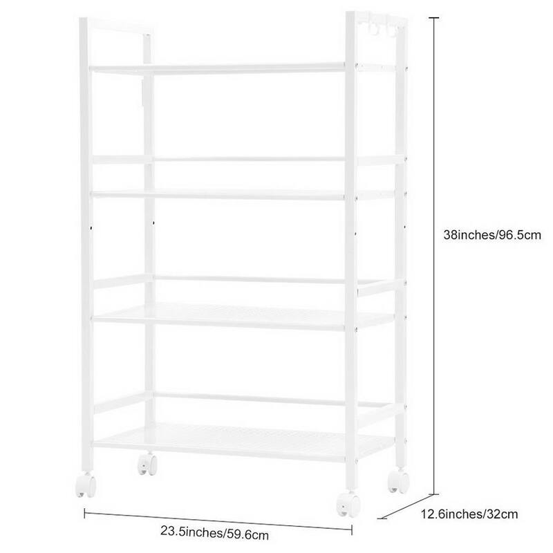 4 Tier Widen Shelf With Rolling Kitchen Storage Utility Cart