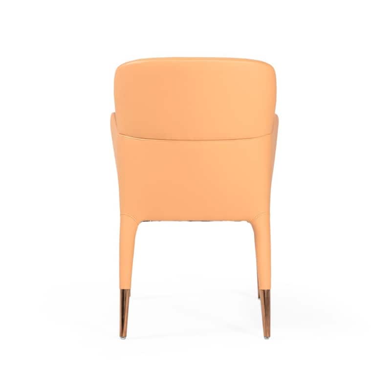 Peach Upholstered Dining Chair with Metal Legs Comfortable Seat - 25” x 20” x 32”