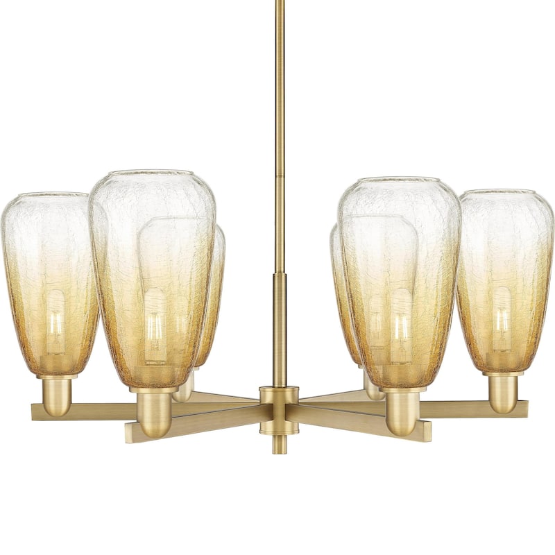 Innovations Lighting 716-6CR-14-24 Brookhaven Almond Chandelier - Brushed Brass / Amber