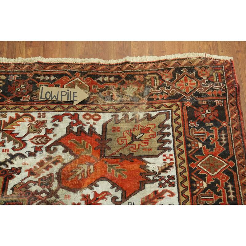 Hand Knotted Oriental 100% Wool Carpet Traditional Medallion Oranges & Rust Heriz Area Rug - 11' 3'' X 8' 4''