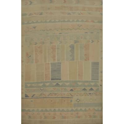 Hand Woven Oriental 100% Wool Carpet Southwestern Tribal Multi-Colored Kilim Area Rug - 11' 8'' X 8' 8''