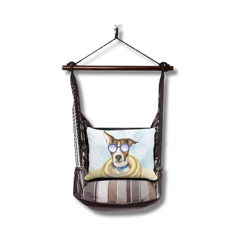 Magnolia Casual Swing Set 4 piece - Slate Gray Stripe w/ Cool Dog