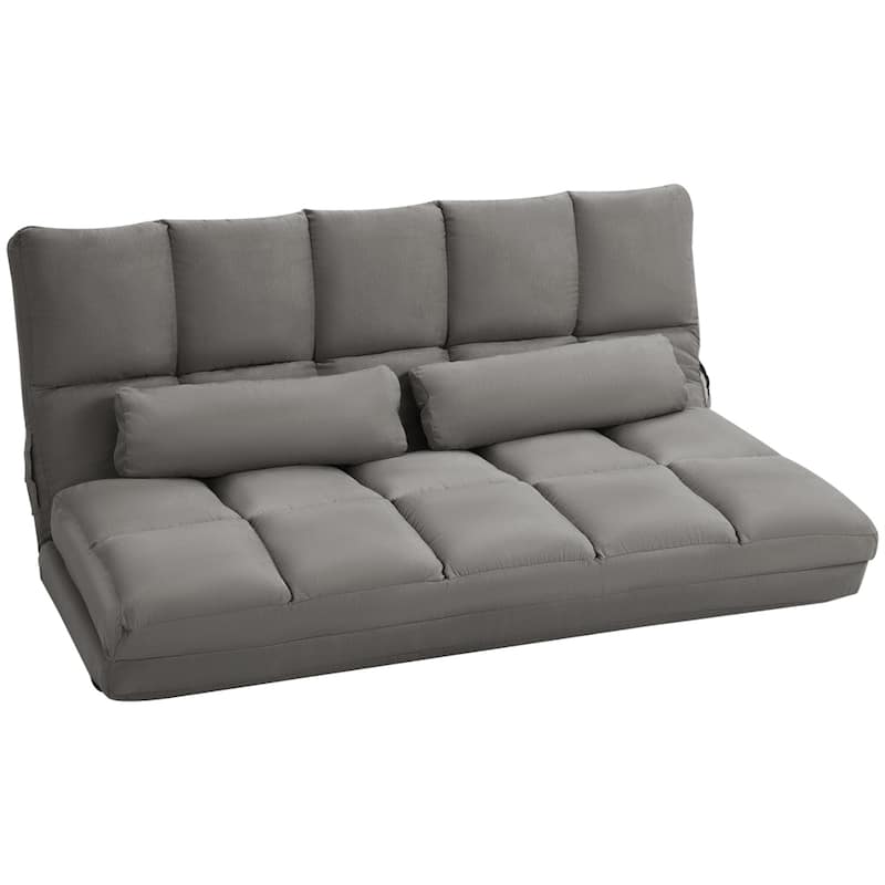 Convertible Floor Sofa Chair w 2 Pillows, Adjustable Backrest&Headrest