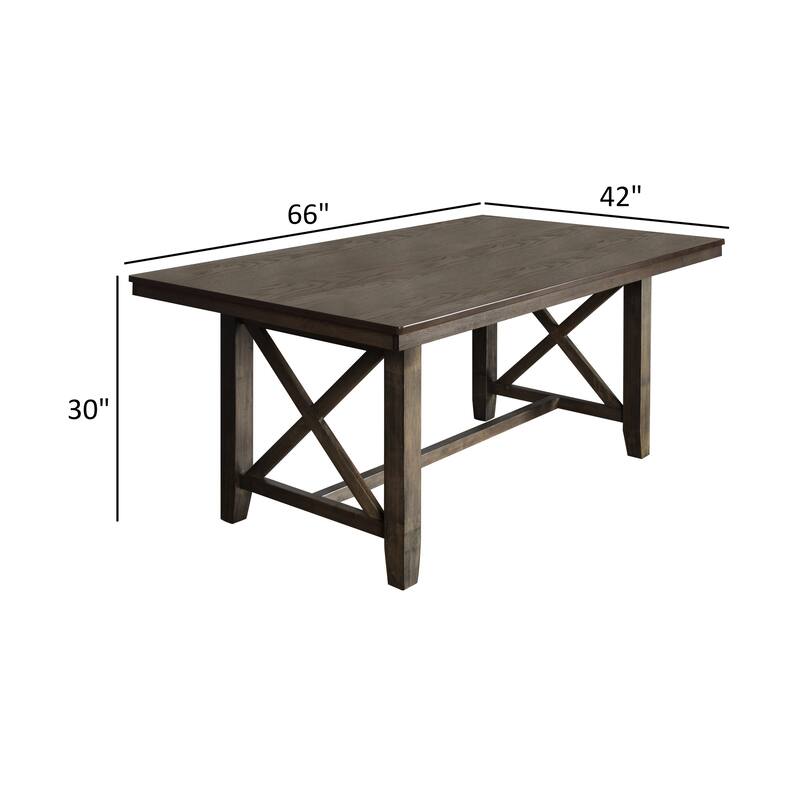 Luo 66 Inch Dining Table, Rustic Crossed Base, Rectangular Brown Wood Top