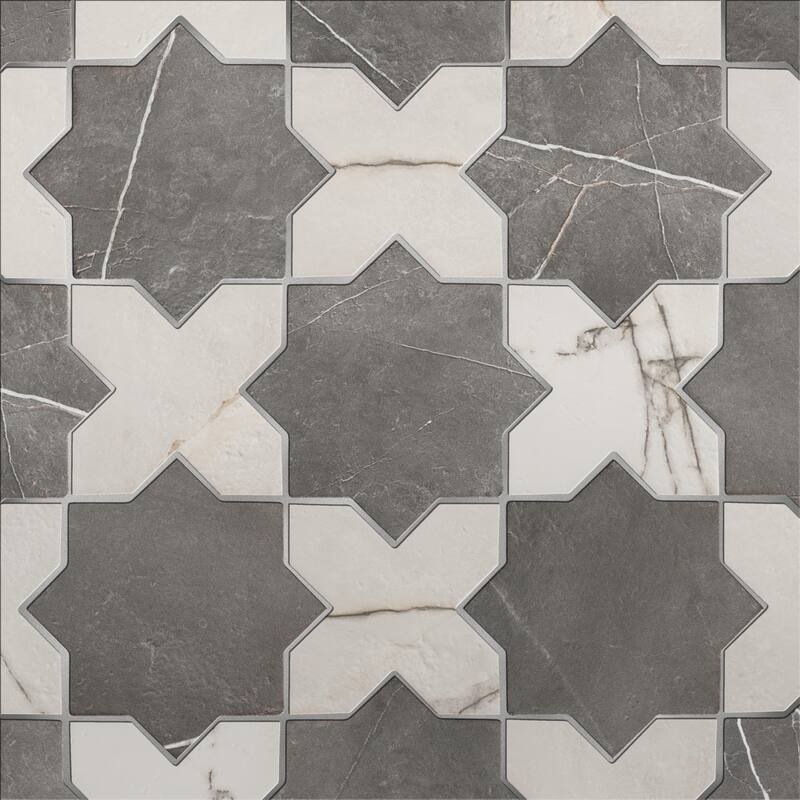 Merola Tile Istanbul Star Night with Day Cross 6" x 12" Porcelain Floor and Wall Tile - Case (32 Tiles)