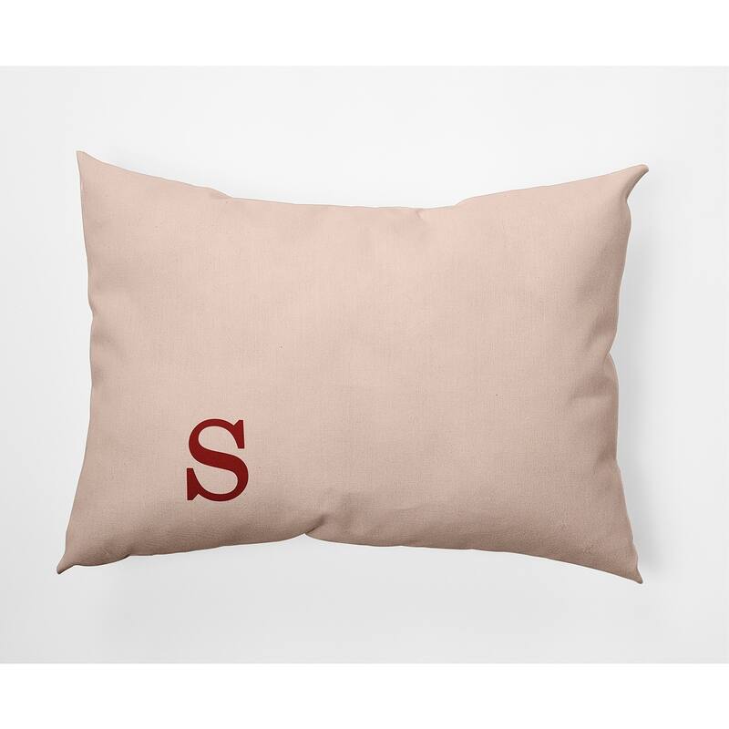 Modern Monogram Indoor/Outdoor Throw Pillow-S - 14" x 20" - Maple Red