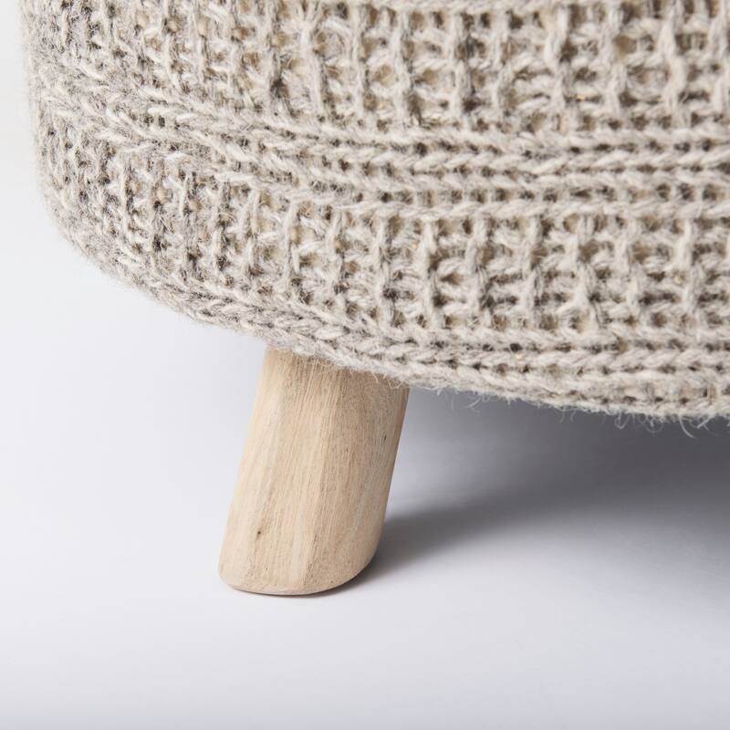 Bina Wool With Brown Wood Legs Stool