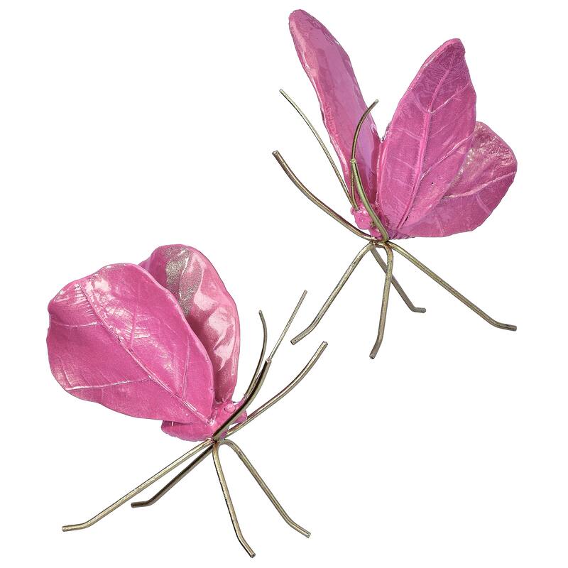 5" Resin And Metal Pearlized Butterfly Set of 2