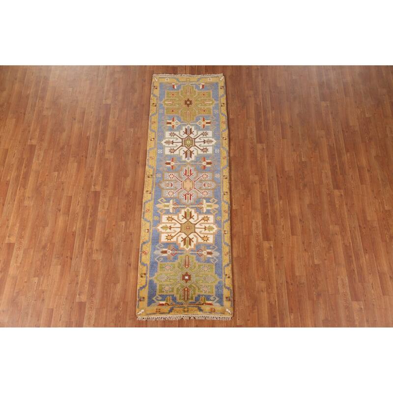 Kazak Runner Rug Hand-Knotted Traditional Wool Carpet - 2'7"x 8'0"