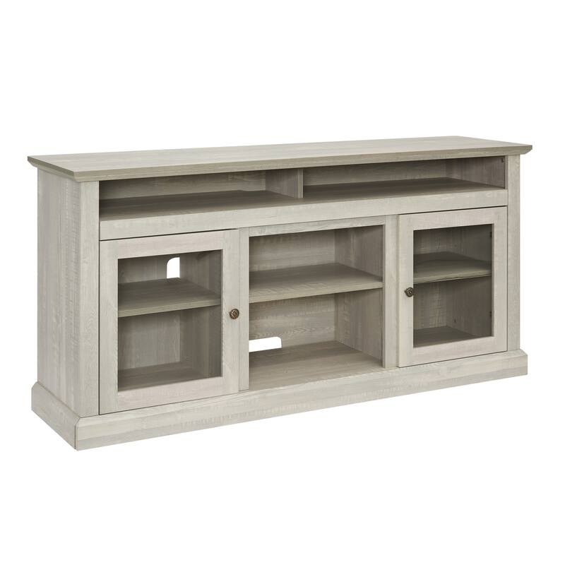 Contemporary TV Media Stand Modern Entertainment Console for TV Up to 65", Open and Closed Storage Space, Dark Walnut/Black
