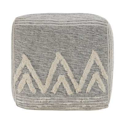 HomeRoots 16" Gray Polyester Ottoman