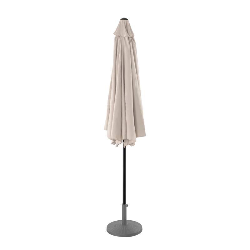 Nuu Garden Outdoor 7.5' Round Beige Patio Vented Umbrella, Crank, Push Button Tilt