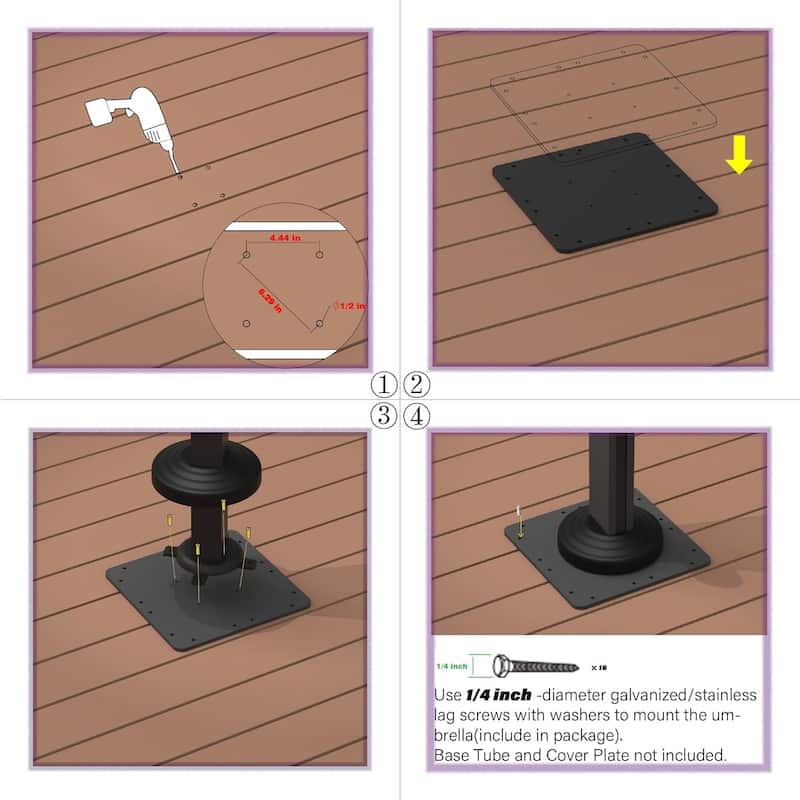 PURPLE LEAF Offset Patio Umbrella Steel Plate Base - 15.75"(L) X 15.75"(W) X 0.39"(THK)