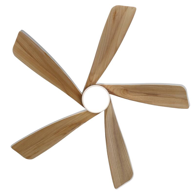 Sofucor 52 inch Solid Wood Flush Mount Ceiling Fan with Lights and Remote, Compatible with Alexa/Google/App, Quiet DC Motor