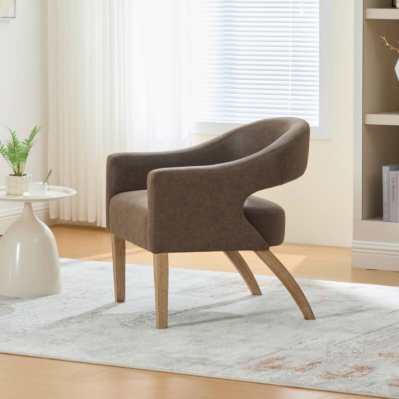 26.3"W PU Leather Accent Chair,Modern Armchair with Wood Legs