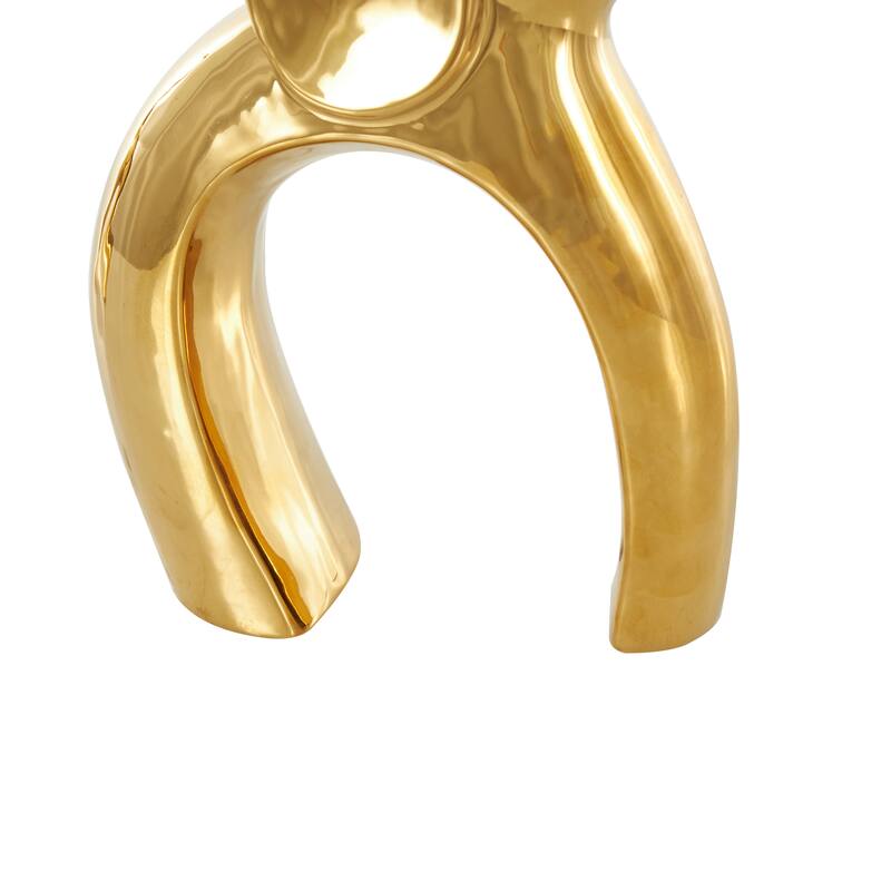 Silver or Gold Ceramic Abstract Arched Cutout Elephant Decorative Sculpture (Set of 2)